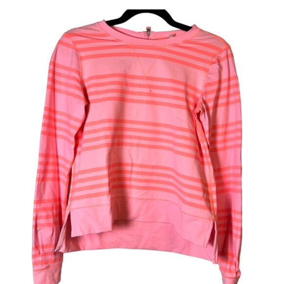 Lululemon Pink Stripe Back-Zip Long Sleeve Top Size 6 - Picture 1 of 9